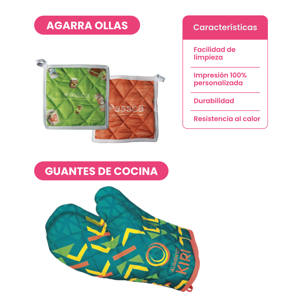 Agarra ollas y guantes de cocina