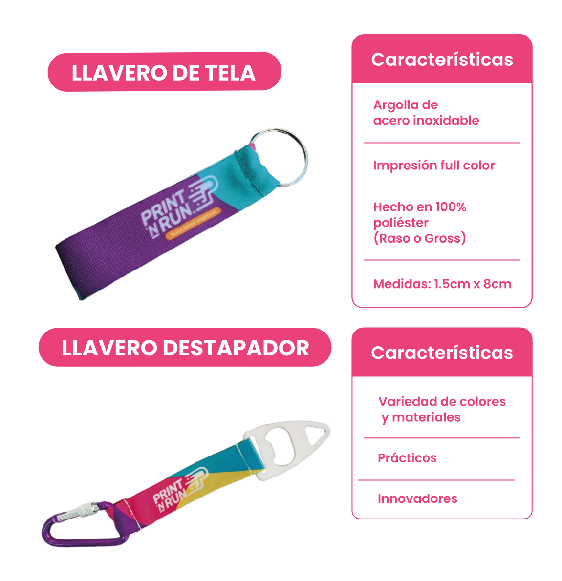 Llavero de tela y llavero destapador